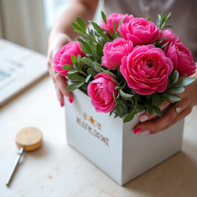 Hands arranging a subscription box